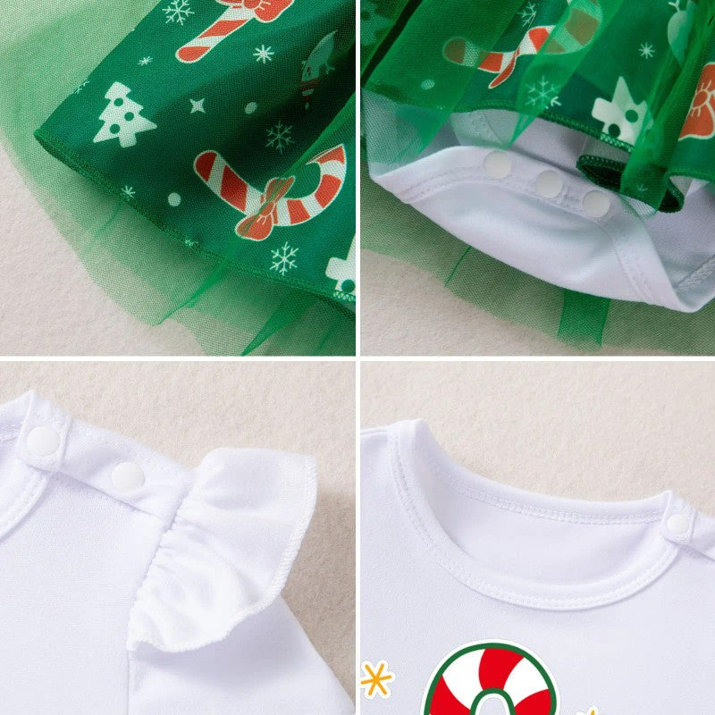 Baby Girls' Christmas Romper Skirt Suit with Headband - Two-Piece Set Skirt