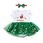 Baby Girls' Christmas Romper Skirt Suit with Headband - Two-Piece Set Skirt