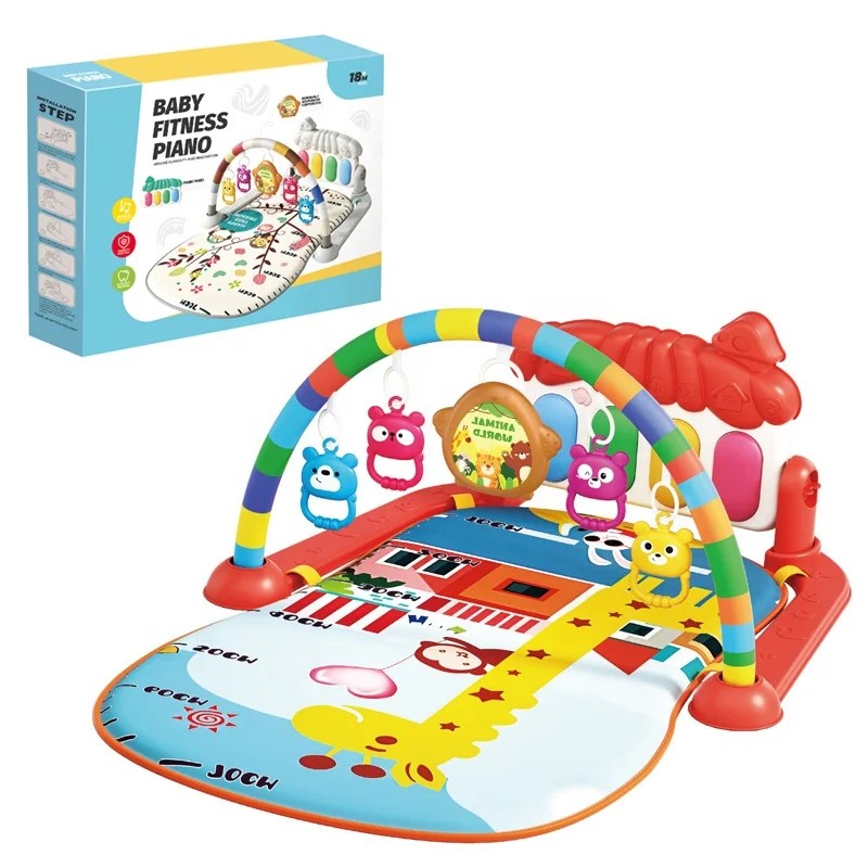 Baby Gym Play Mat with Piano and Activity Arch - Multicolour