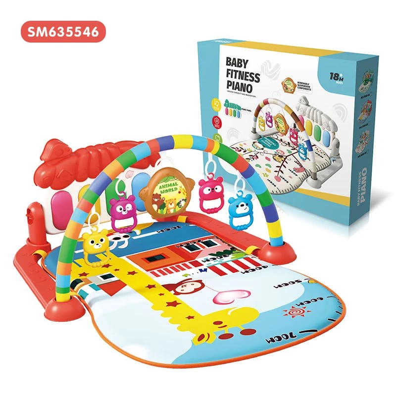 Baby Gym Play Mat with Piano and Activity Arch - Multicolour