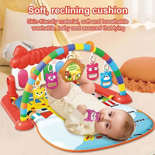 Baby Gym Play Mat with Piano and Activity Arch - Multicolour