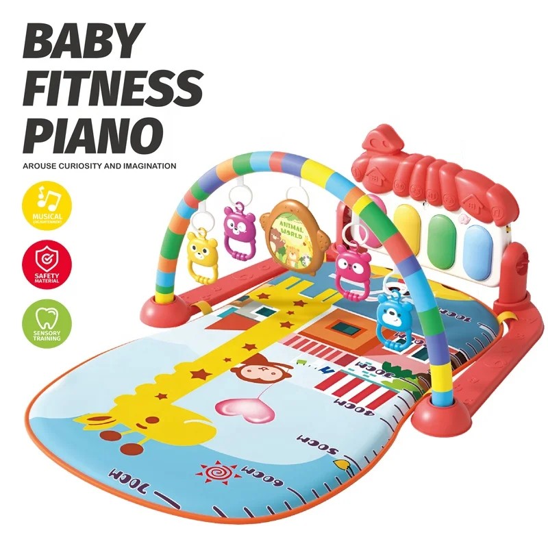 Baby Gym Play Mat with Piano and Activity Arch - Multicolour