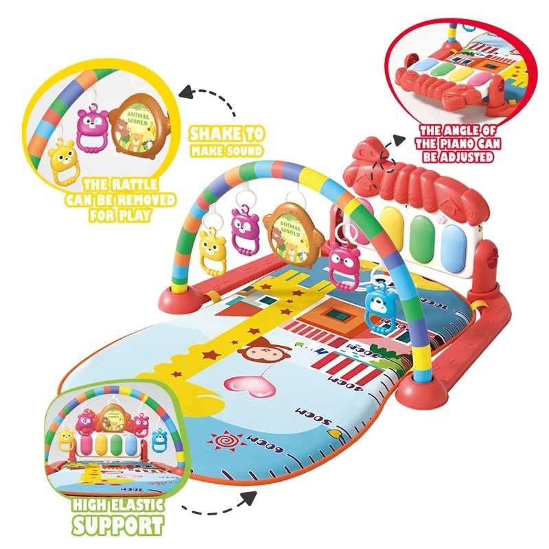 Baby Gym Play Mat with Piano and Activity Arch - Multicolour