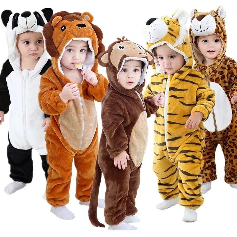 Baby Hooded Animal Onesie - Full-Body Romper with 3D Details