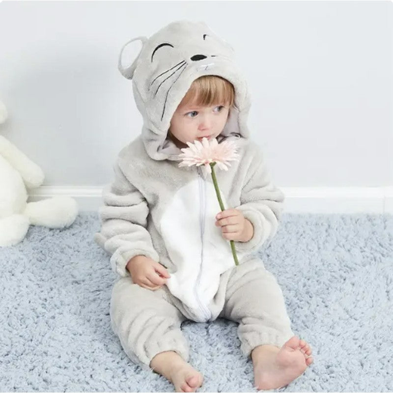 Baby Hooded Animal Onesie - Full-Body Romper with 3D Details