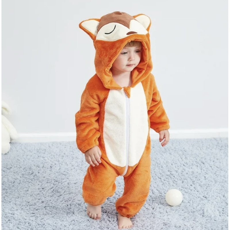 Baby Hooded Animal Onesie - Full-Body Romper with 3D Details
