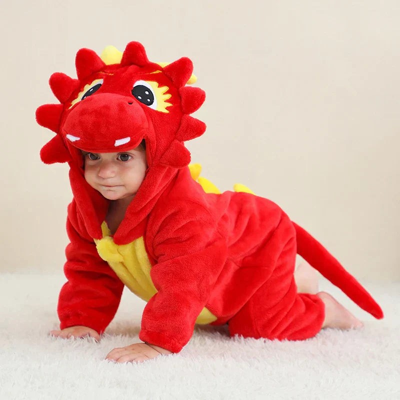 Baby Hooded Animal Onesie - Full-Body Romper with 3D Details