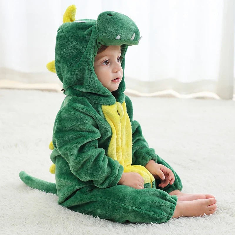 Baby Hooded Animal Onesie - Full-Body Romper with 3D Details