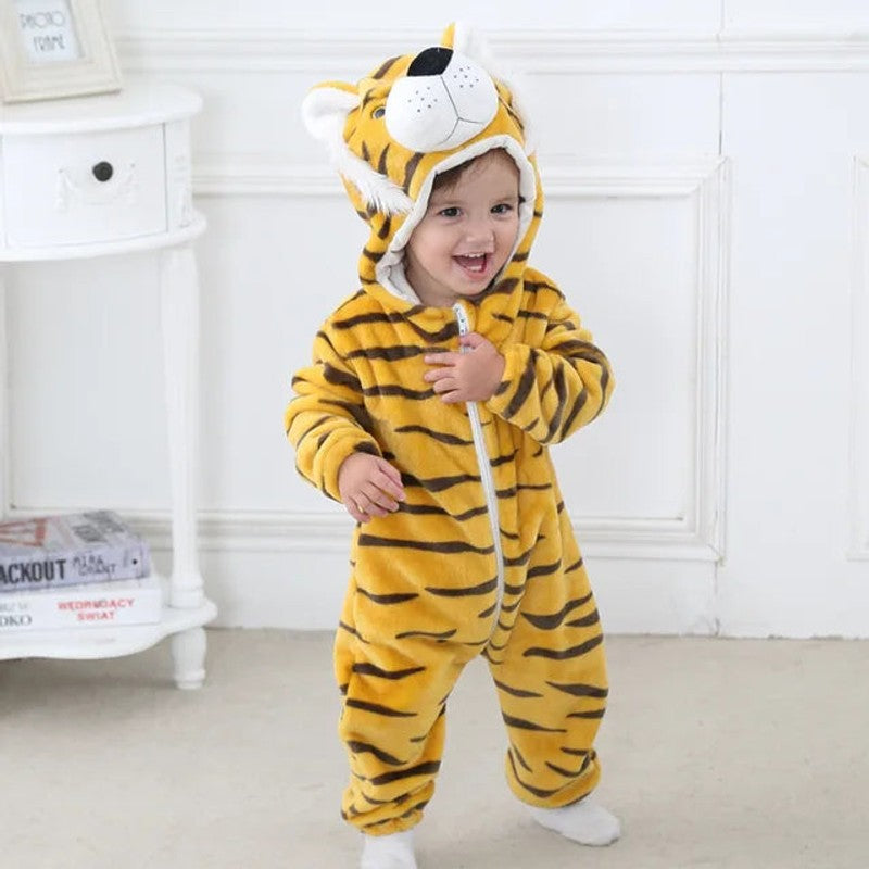 Baby Hooded Animal Onesie - Full-Body Romper with 3D Details