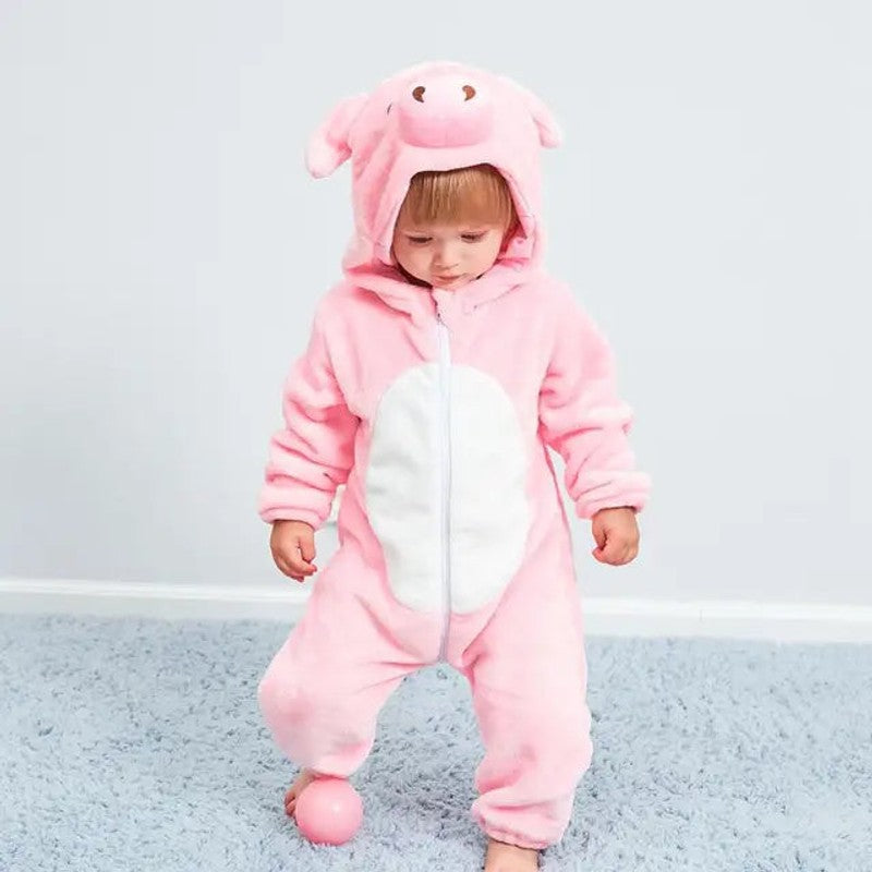 Baby Hooded Animal Onesie - Full-Body Romper with 3D Details