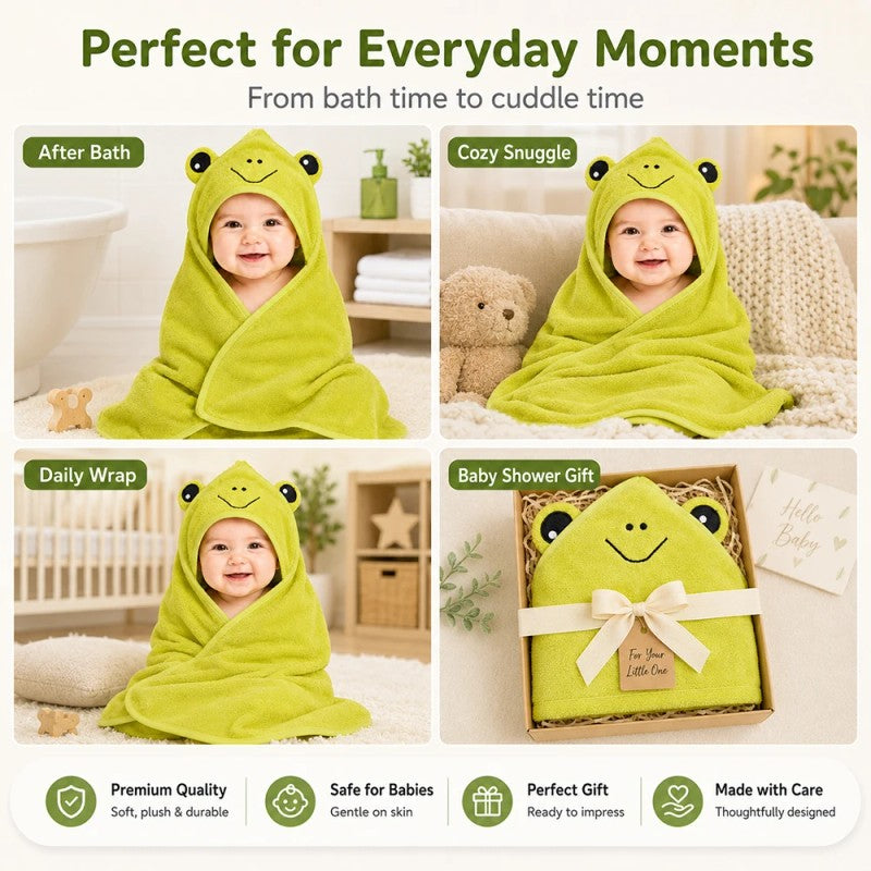 Baby Hooded Bath Towel - Animal Embroidery