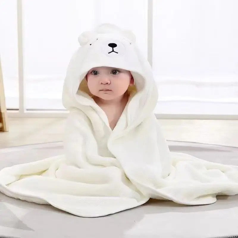 Baby Hooded Bath Towel - Square Wrap with Animal Hood
