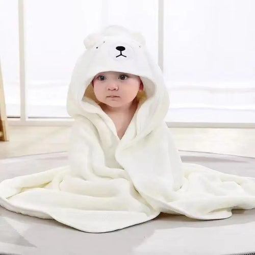 Baby Hooded Bath Towel - Square Wrap with Animal Hood