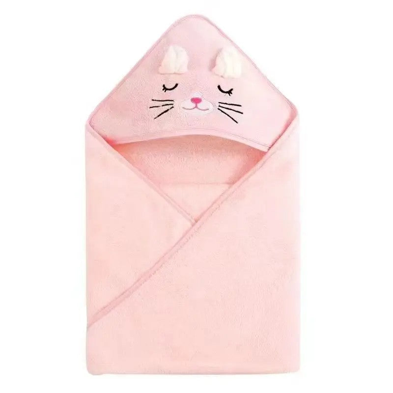 Baby Hooded Bath Towel - Square Wrap with Animal Hood