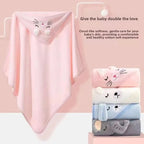 Baby Hooded Bath Towel - Square Wrap with Animal Hood