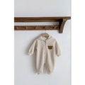 Baby Hooded Playsuit - Bear Appliqué