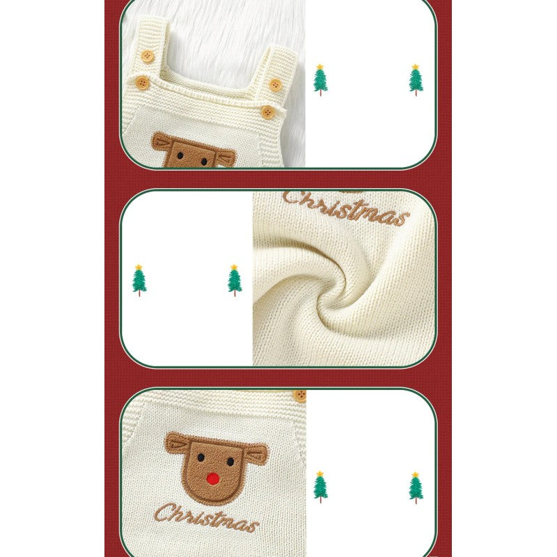 Baby Knit Romper - Christmas Appliqué