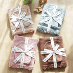 Baby Knitted Receiving Blanket - Pointelle Pattern with Scalloped Edge