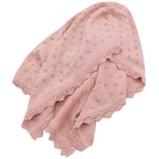 Baby Knitted Receiving Blanket - Pointelle Pattern with Scalloped Edge