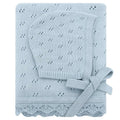 Baby Knitted Receiving Blanket - Pointelle Pattern with Scalloped Edge