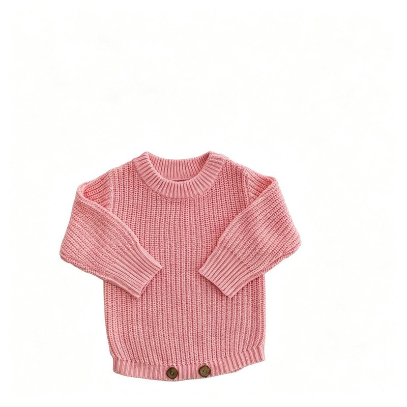 Baby Knitted Romper - Embroidered Letter with Daisy Motifs