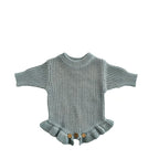 Baby Knitted Romper - Embroidered Letter with Daisy Motifs