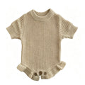 Baby Knitted Romper - Embroidered Letter with Daisy Motifs