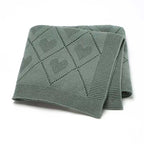 Baby Knitted Swaddle Blanket - Diamond and Heart Pattern