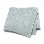 Baby Knitted Swaddle Blanket - Diamond and Heart Pattern