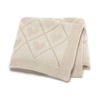 Baby Knitted Swaddle Blanket - Diamond and Heart Pattern
