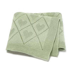Baby Knitted Swaddle Blanket - Diamond and Heart Pattern