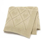 Baby Knitted Swaddle Blanket - Diamond and Heart Pattern