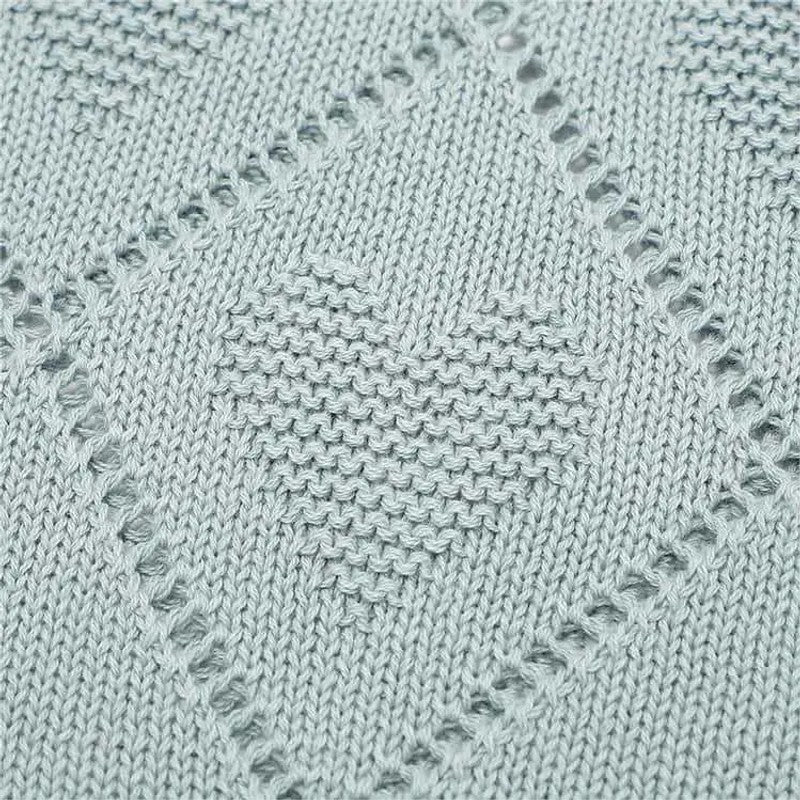 Baby Knitted Swaddle Blanket - Diamond and Heart Pattern