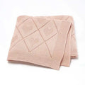 Baby Knitted Swaddle Blanket - Diamond and Heart Pattern