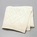 Baby Knitted Swaddle Blanket - Diamond and Heart Pattern