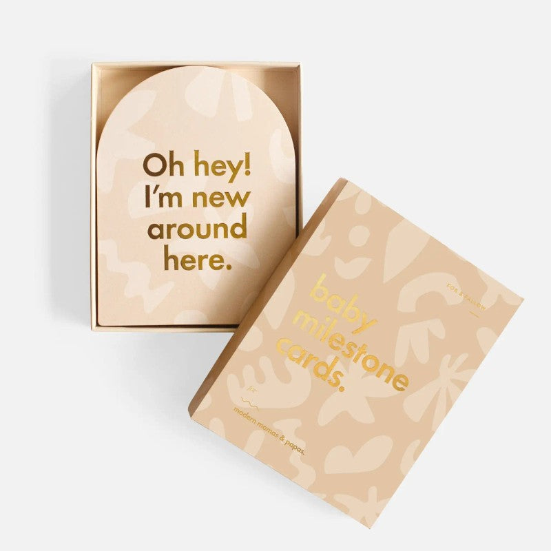 Baby Milestone Cards Set in Gift Box - Gold Foil Accents
