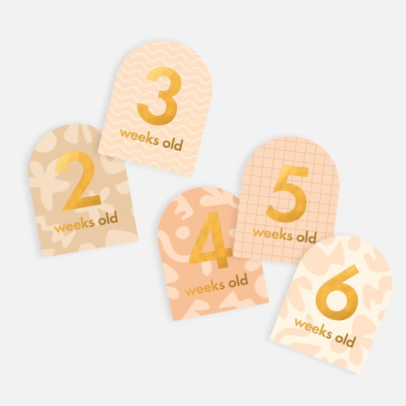 Baby Milestone Cards Set in Gift Box - Gold Foil Accents