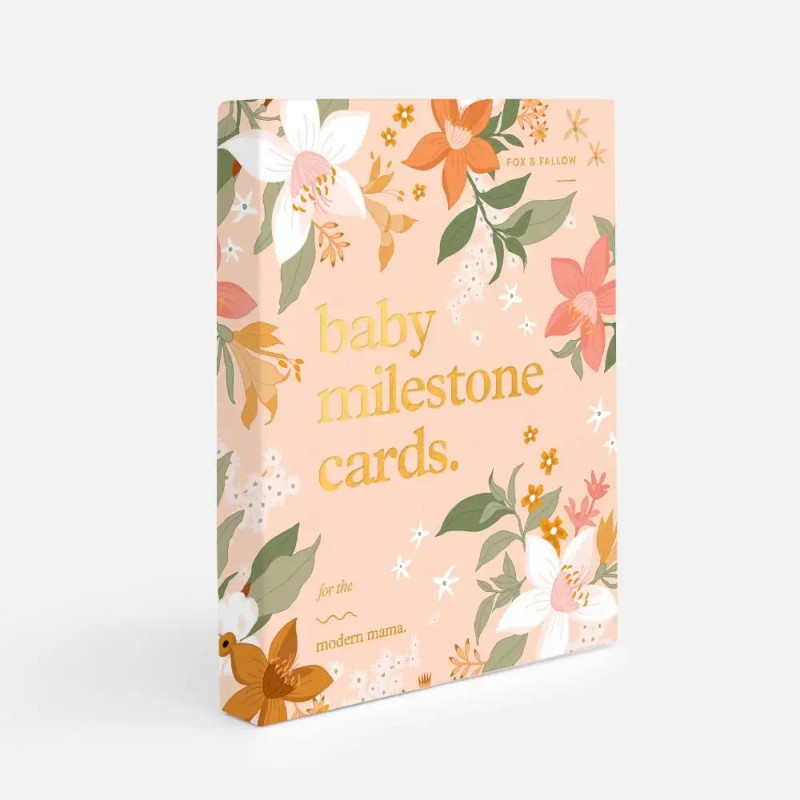 Baby Milestone Cards Set in Gift Box - Gold Foil Accents