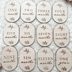 Baby Milestone Marker Set - Wooden Engraved Photo Prop Discs