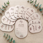 Baby Milestone Marker Set - Wooden Engraved Photo Prop Discs