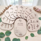 Baby Milestone Marker Set - Wooden Engraved Photo Prop Discs