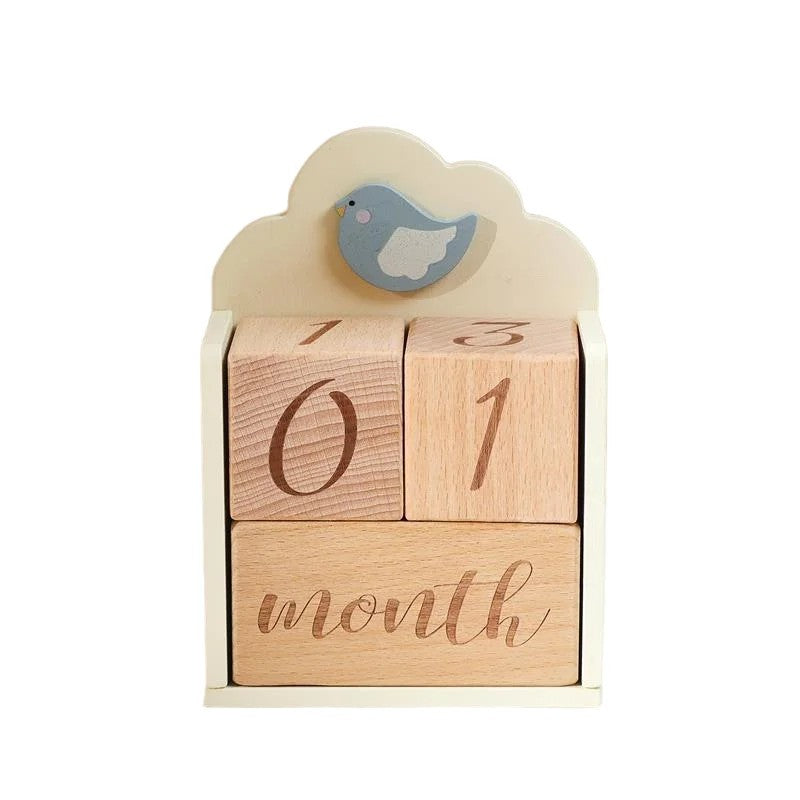 Baby Milestone Wooden Block Set with Decorative Stand