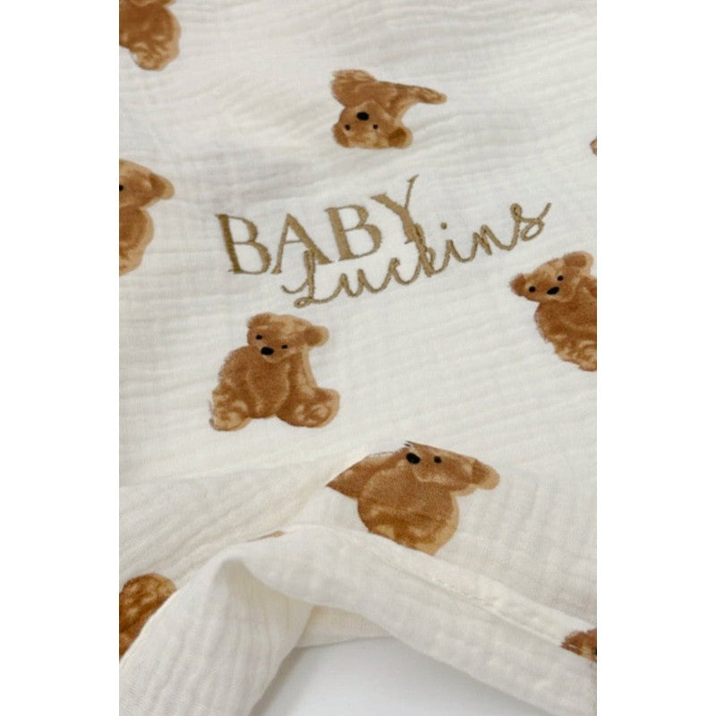 Baby Monitor - Bear Print Muslin Cotton Blanket