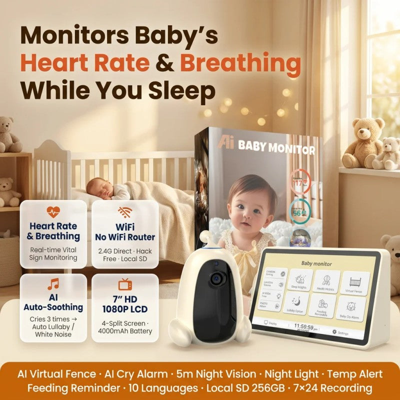 Baby Monitor with Camera and 7 Inch Touchscreen Display