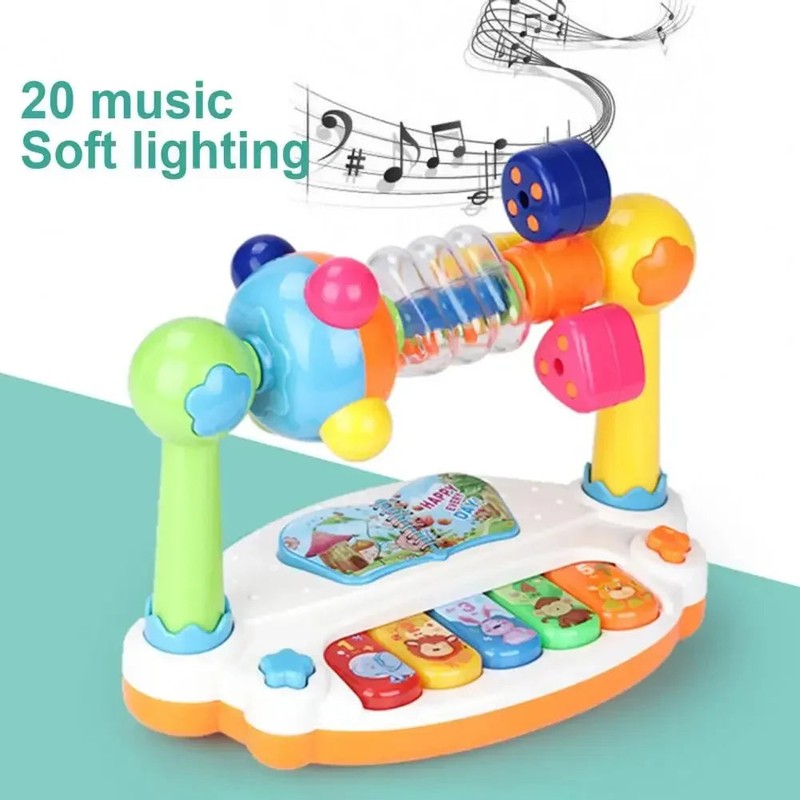 Baby Music Toy - 5-in-1 Multifunctional with Piano Keys and Rattle