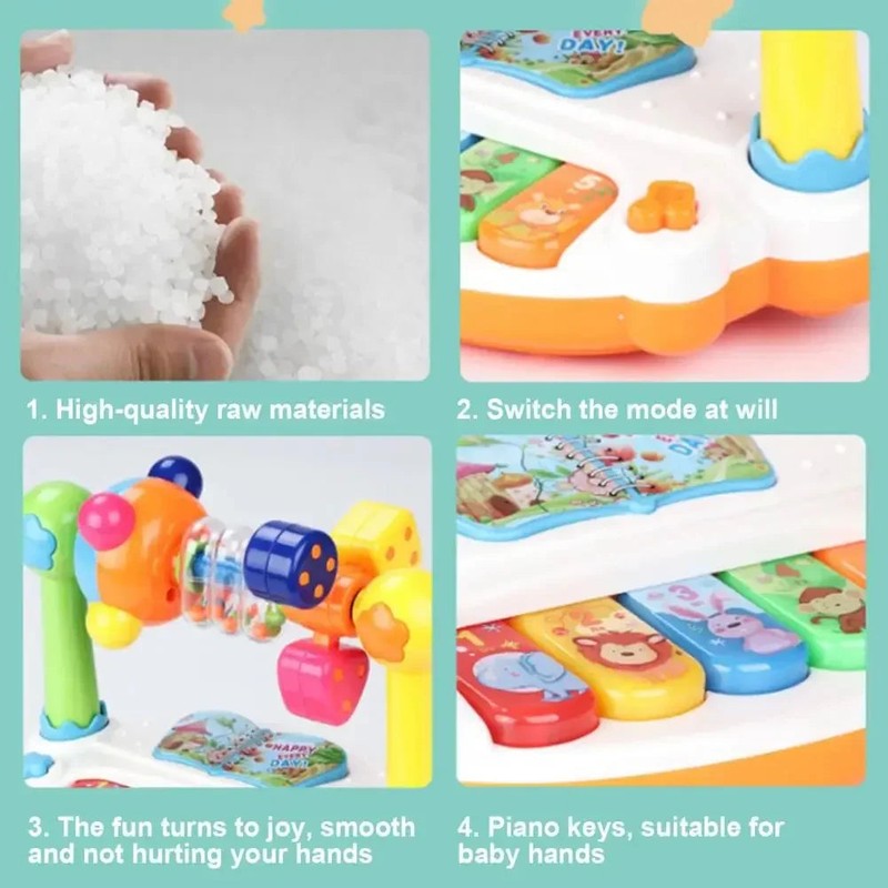 Baby Music Toy - 5-in-1 Multifunctional with Piano Keys and Rattle