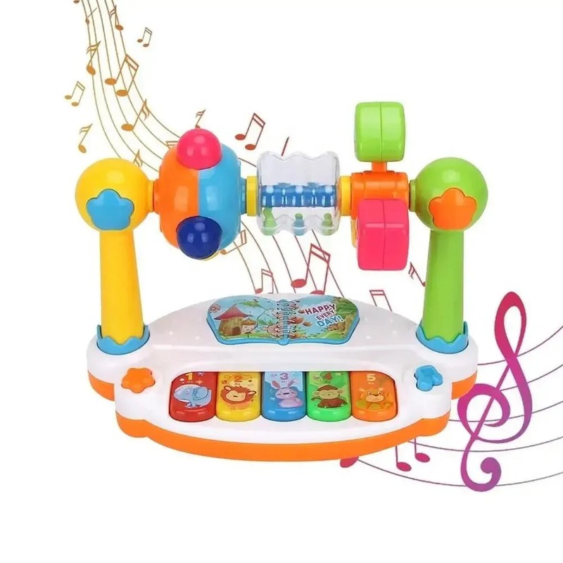 Baby Music Toy - 5-in-1 Multifunctional with Piano Keys and Rattle