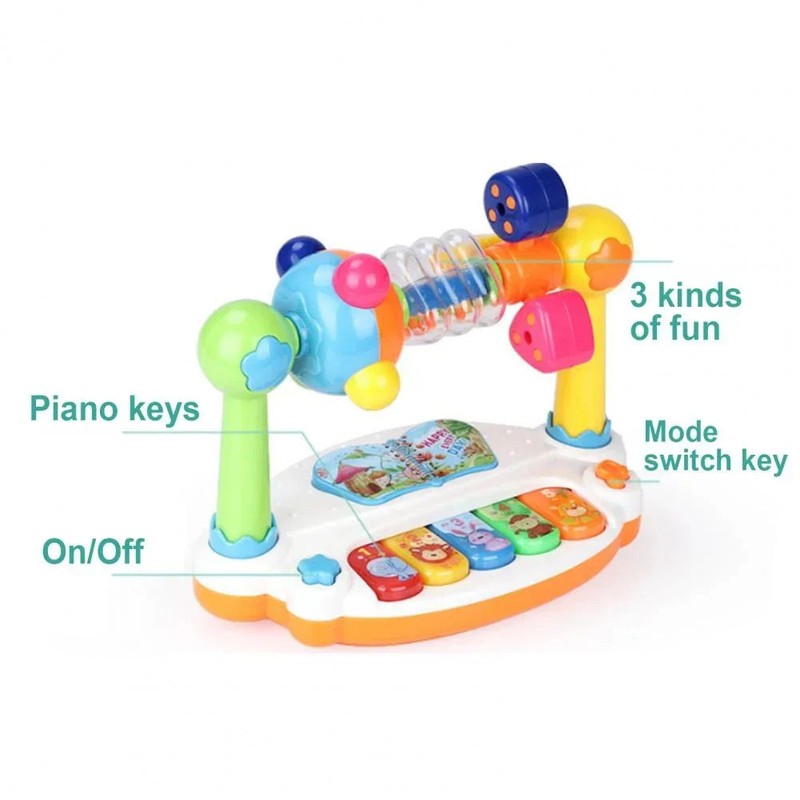 Baby Music Toy - 5-in-1 Multifunctional with Piano Keys and Rattle