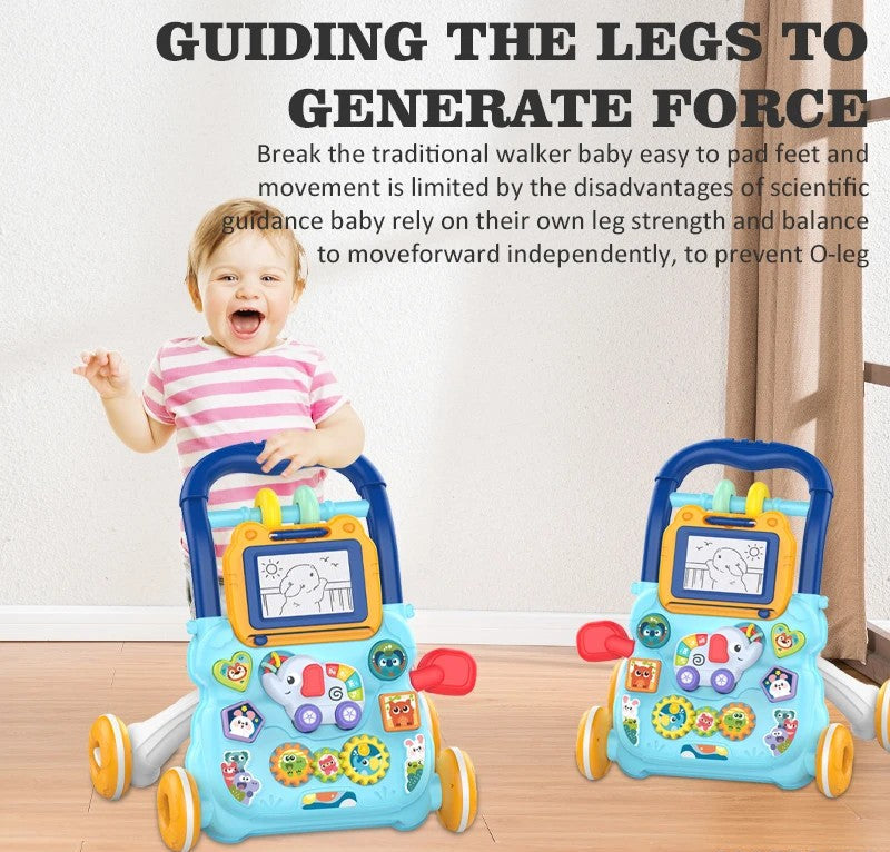 Baby Push Walker Toy with Activity Panel - Light Blue