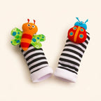 Baby Rattle Toy Set - Animal Character Socks and Wrist Rattles
